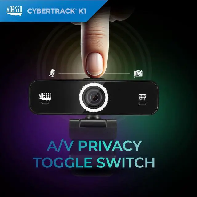 Alt view image 20 of 20 - Adesso CyberTrack K1 Webcam - 2.1 Megapixel - 30 fps - USB 2.0 - 1920 x 1080 Video - CMOS Sensor - Fixed Focus - Microphone - Monitor, Notebook, TV - Windows 10