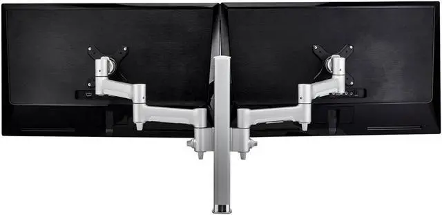 Alt view image 3 of 5 - Atdec dual monitor desk mount - Black - Flat and Curved up to 32in - VESA 75x75, 100x100