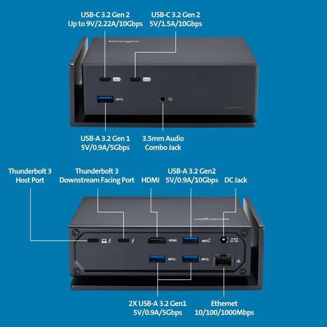 Alt view image 10 of 12 - Kensington SD5560T Thunderbolt 3 and USB-C Dual 4K Hybrid Docking Station