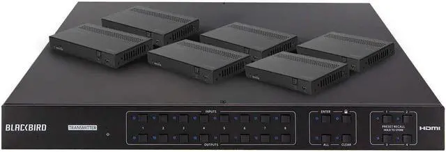 Alt view image 8 of 13 - Monoprice Blackbird 4K HDMI Matrix, 8x8, HDBaseT, HDR, 18G, 4K@60Hz, YCbCr 4:4:4, HDCP 2.2, EDID, IR,  SPDIF, RCA, TCP/IP, RS-232, W/ 7 Receivers 70m