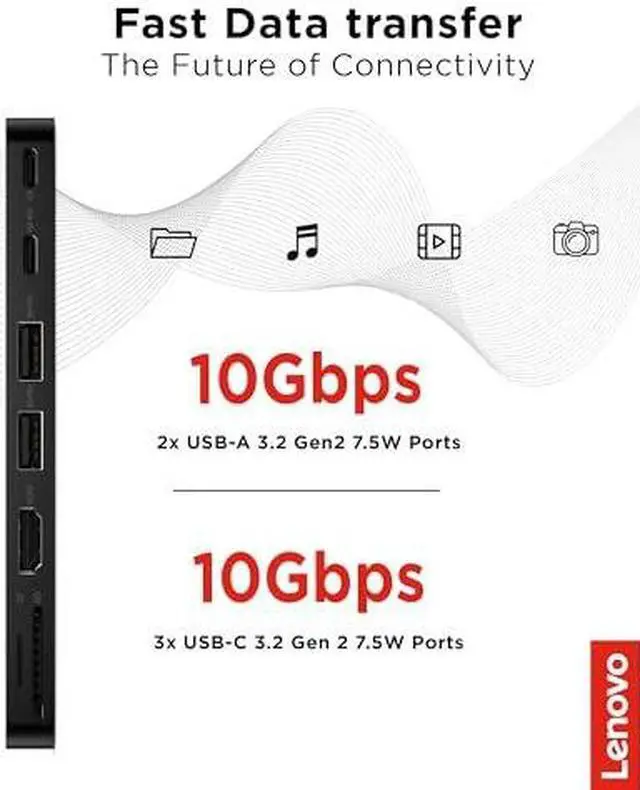 Alt view image 12 of 20 - Lenovo USB-C Slim Travel Dock