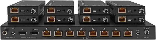 Alt view image 9 of 13 - Monoprice Blackbird 4K HDMI 2.0 1x8 Splitter Extender Complete Solution Kit-- 18Gbps, HDR, 4K@60Hz, YCbCr 4:4:4, HDCP 2.2, Cat6/6a/7 with IR, Loop Out, EDID, POC with 8 Receivers, 60m, 197ft