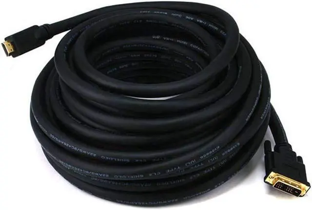 Alt view image 12 of 18 - Monoprice 50ft 22AWG CL2 Standard HDMI to DVI Adapter Cable - Black