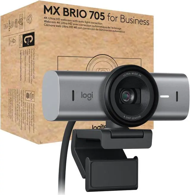 Alt view image 9 of 15 - Logitech BRIO 705 Webcam - 8.5 Megapixel - USB Type C - 4K - 4096 x 2160 Video - STARVIS Sensor - Auto-focus - 90° Angle - Clip - 4x Digital Zoom - Microphone - Windows 10, macOS 10.15
