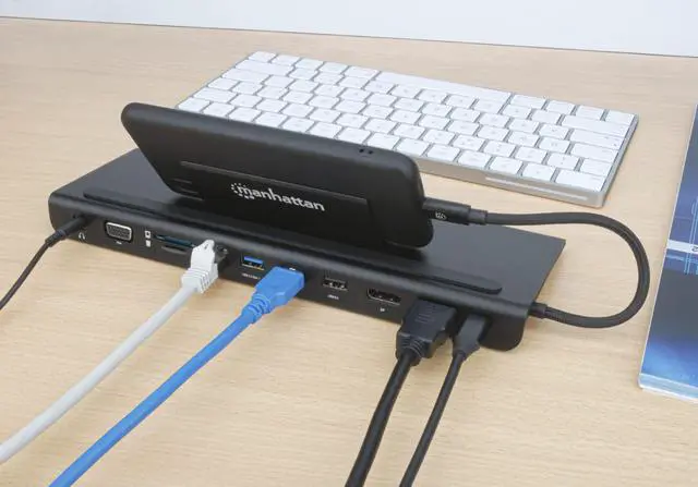 Alt view image 17 of 20 - Manhattan Usb-C 11-In-1 Triple-Monitor Docking Station With Mst