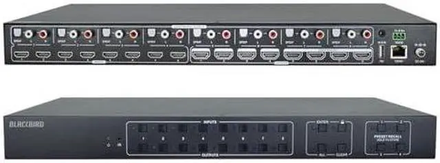 Alt view image 18 of 20 - Monoprice Blackbird 4K 8x8 HDMI Matrix Switch with HDMI 2.0, Supports HDR, 18Gbps, 4K@60Hz YCbCr 4:4:4, 8 S/PDIF Outputs, HDCP 2.2