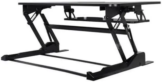 Alt view image 11 of 12 - Monoprice Height Adjustable Gas-Spring Dual Handle Sit-Stand 36-Inch Workstation Desk Converter with Keyboard Tray