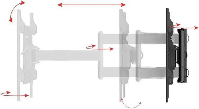 Alt view image 12 of 20 - Monoprice Portrait and Landscape 360 Full-Motion Articulating TV Wall Mount for TVs 40in to 75in, Weight Capacity 110 lbs, Extension 3.3in to 31.5in