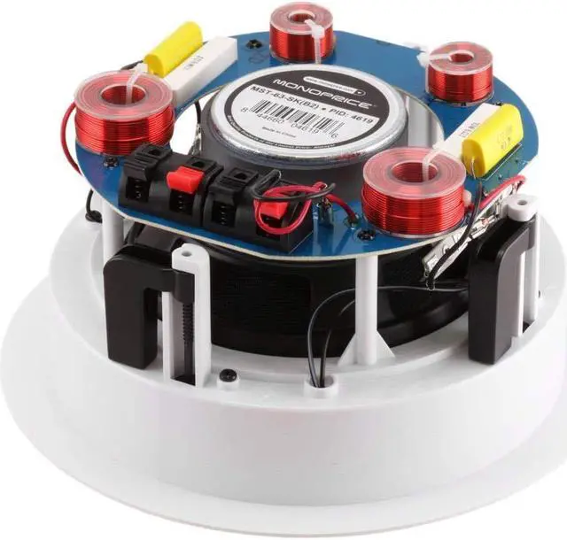 Alt view image 13 of 15 - Monoprice 100W 6.5" 3 Way Glass Composite Stereo In-Ceiling Speaker White 104619