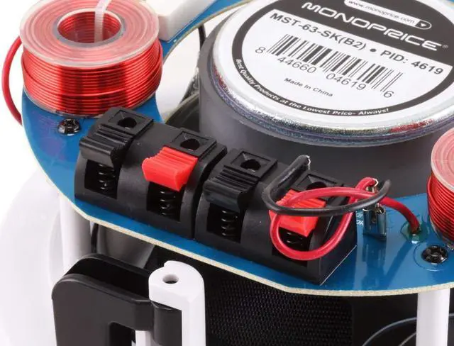 Alt view image 14 of 15 - Monoprice 100W 6.5" 3 Way Glass Composite Stereo In-Ceiling Speaker White 104619