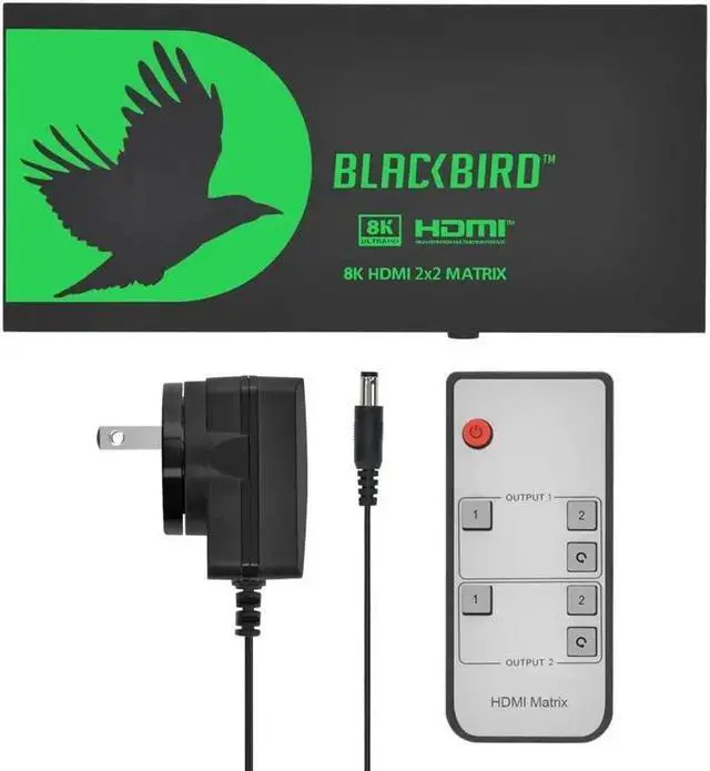 Alt view image 12 of 12 - Monoprice Blackbird 2x2 HDMI Matrix With Audio Extraction, HDMI 2.1, HDCP 2.3, Connect Two 8K60 Sources to Two 8K60 Monitors and Send Content From Either Source To Either Or Both Monitors
