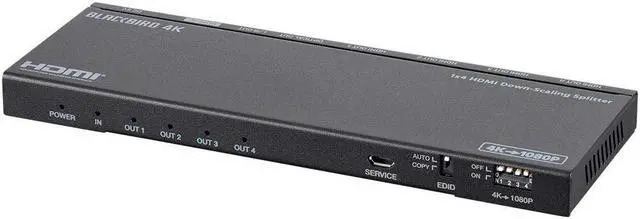 Alt view image 7 of 19 - Monoprice Blackbird 4K 1x4 HDMI Splitter, Supports HDMI 2.0, HDCP 2.2, 4K@60Hz, YCbCr 4:4:4, Featuring 4K to 1080p Downscaling