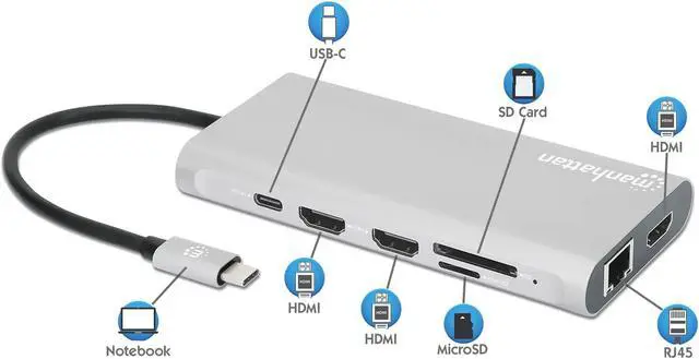 Alt view image 12 of 20 - USB-C DOCK/HUB/READER 10-PORT-