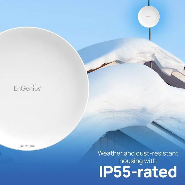 Alt view image 3 of 8 - EnGenius Wi-Fi 6 (802.11ax) 5GHz 1,200 Mbps, 2x2 Outdoor Wireless Bridge, 26 dBm, high gain 19 dBi Directional Antenna, IP-55 housing, up to 6 Miles Point-to-Point [EnStation6]