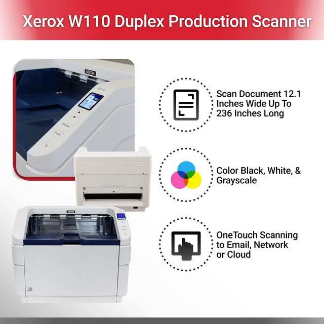 Alt view image 2 of 6 - Visioneer Xerox W110 Duplex Production Scanner with Document Feeder