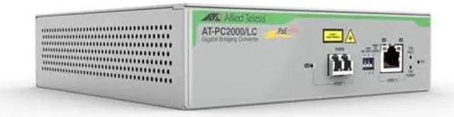 Alt view image 7 of 8 - allied telesis poe+ to fiber switching media converter - network (rj-45) - 1x poe+ (rj-45) ports - 1 x lc ports - multi-mode - gigabit ethernet - 10/100/1000base-t, 1000base-sx - standalone, wall moun