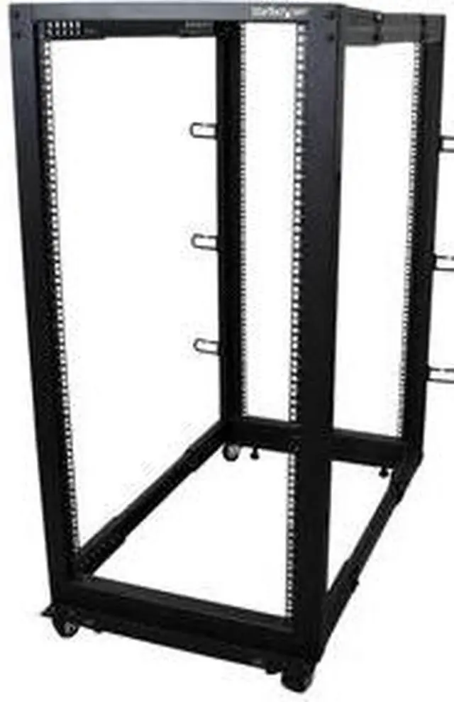 Alt view image 9 of 9 - StarTech.com 4POSTRACK25U 25U Adjustable Depth Open Frame 4 Post Server Rack Cabinet - w/ Casters / Levelers and Cable Management Hooks