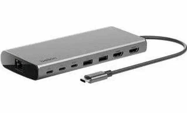 Main image of Belkin USB-C 8-in1 Dual Display Core Hub - Docking Station - 10 Gbps - 100W - 3xUSB-C, 2xUSB-A, 2xHDMI, Ethernet - 4K - Grey