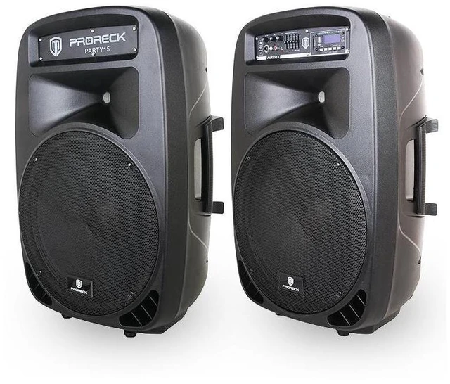 Alt view image 2 of 5 - PRORECK Party 15 Portable 15-Inch 2000W 2-Way Powered PA Speaker System with Bluetooth/USB/SD Card Reader/ FM Radio/Remote Control/LED Light