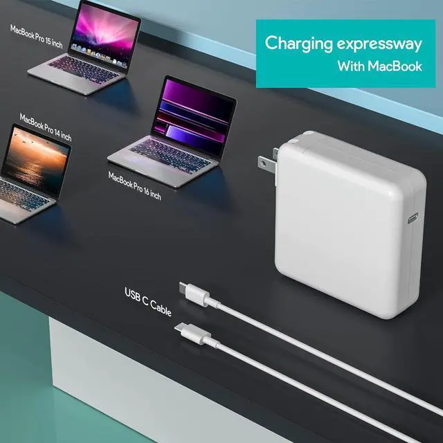 Alt view image 3 of 7 - Mac Book Pro Charger - 96W USB C Charger Fast Charger for USB C Port MacBook pro & MacBook Air ipad Pro  Galaxy and All USB C Device 6.6 ft USB C to USB C Cable Included