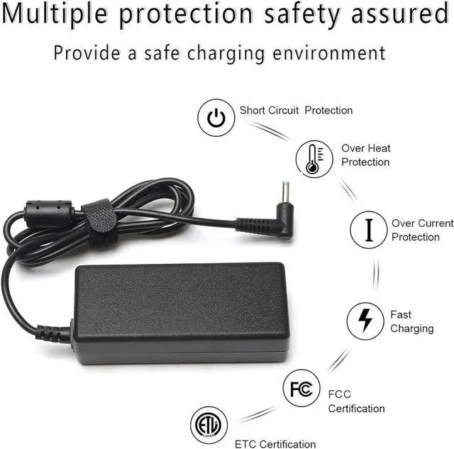 Alt view image 4 of 7 - 65W 45W AC Adapter Replacement HP Laptop Charger Compatible for HP Pavilion 11 13 15;HP elitebook Folio 1040 g1;hp touchsmart 11 13 15;HP Stream 13 11 14