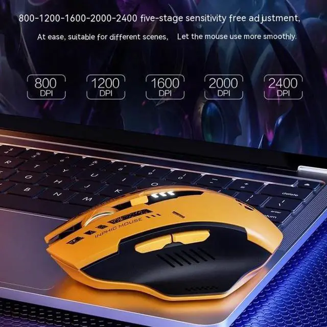 Alt view image 3 of 7 - WSIRAK A9 Bluetooth three mock examination mouse mute charging mechanical handle wireless mouse 2.4G E-sports game office mice
