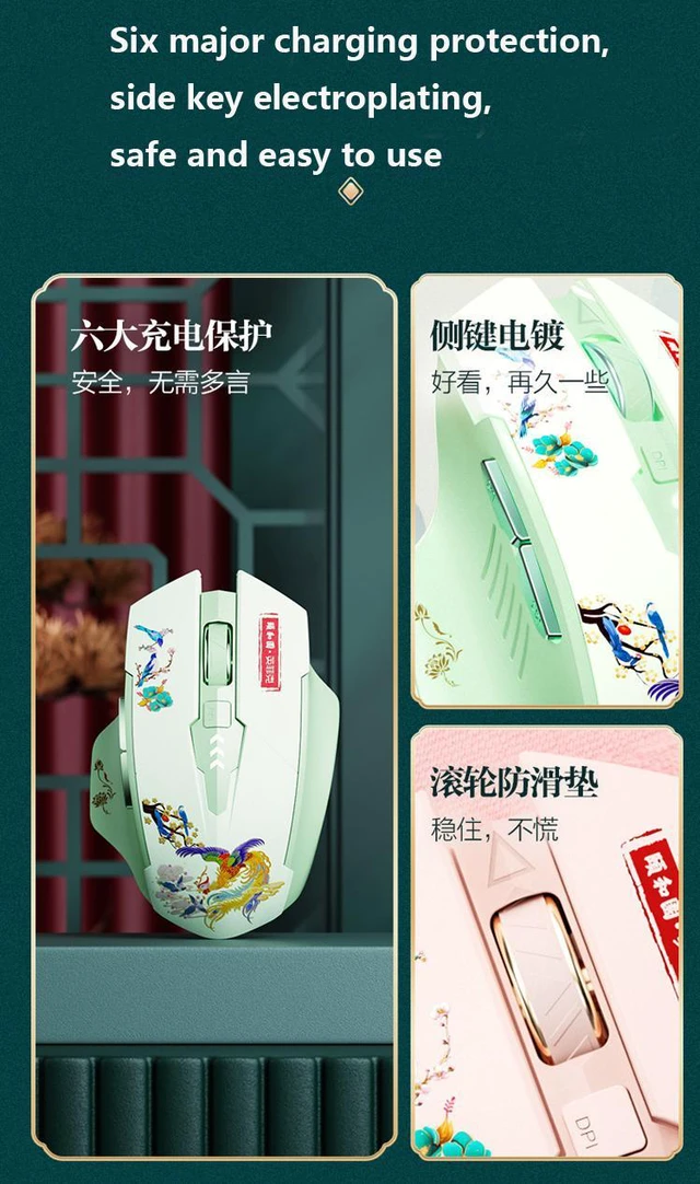 Alt view image 7 of 7 - WSIRAK A10 Bluetooth three modes mice wireless examination gaming mouse silent TYPE-C charging office game mouse