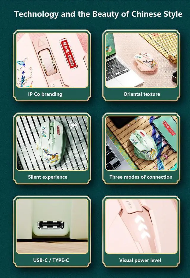 Alt view image 3 of 7 - WSIRAK A10 Bluetooth three modes mice wireless examination gaming mouse silent TYPE-C charging office game mouse Pink