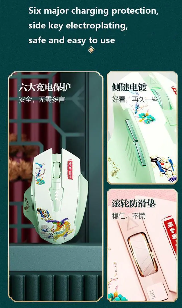 Alt view image 6 of 7 - WSIRAK A10 Bluetooth three modes mice wireless examination gaming mouse silent TYPE-C charging office game mouse Pink