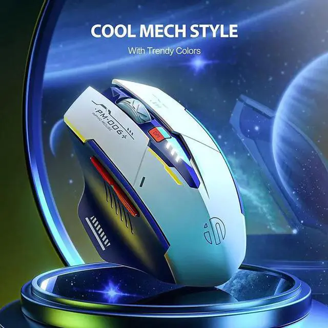 Alt view image 6 of 7 - WSIRAK F9 Mecha Version Wireless Mouse TYPE-C Rechargeable Mute Mouse For Office Game Computer laptop Mice