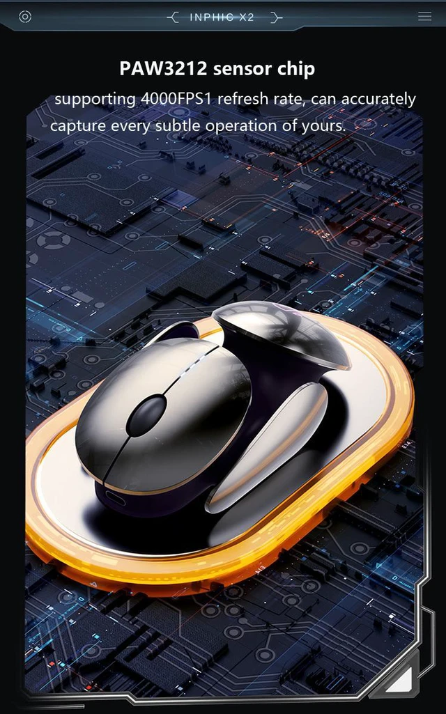 Alt view image 5 of 7 - WSIRAK X2 Wireless Mouse Three Mode Mute RGB Rechargeable Metal Science Fiction Style Gaming Mouse Pc Gamer Accessories Office