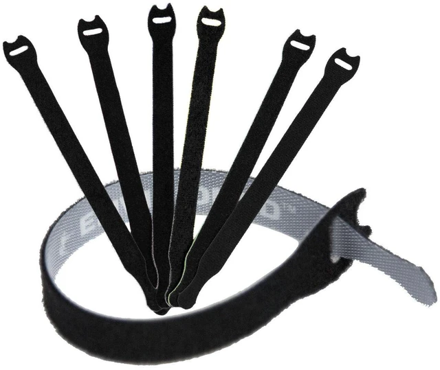 Main image of Reusable Cable Ties 1/2" x 6" for Cable Management and Organizing Cords - 30 Pack Bundled with 2 Bonus Cinch Straps (Black)