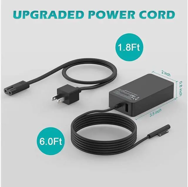 Alt view image 7 of 7 - Surface Pro Surface Laptop Charger, 65W Charger [Updated Version] Compatible with Surface Pro 8 / Pro X / Pro 7 / Pro 6 / Pro 5 / Pro 4 / Pro 3, Surface Laptop 4/3/2/1,Surface Book, Surface Go 3/2/1