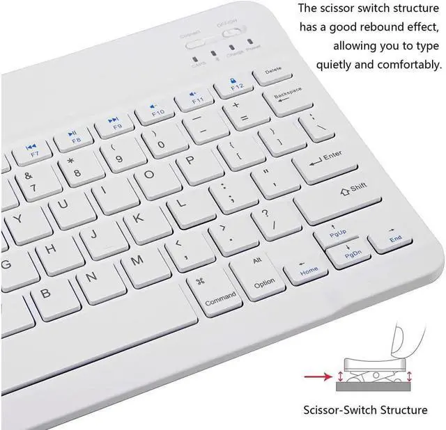 Alt view image 4 of 7 - BONAEVER Ultra-Slim Bluetooth Keyboard Mouse Combo Rechargeable Portable Wireless Keyboard Mouse Set for Apple iPad iPhone iOS 13 Above Samsung Phone Smartphone Android Windows Light
