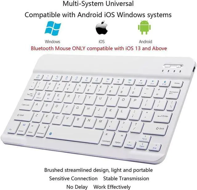 Alt view image 3 of 7 - BONAEVER Ultra-Slim Bluetooth Keyboard Mouse Combo Rechargeable Portable Wireless Keyboard Mouse Set for Apple iPad iPhone iOS 13 Above Samsung Phone Smartphone Android Windows Light