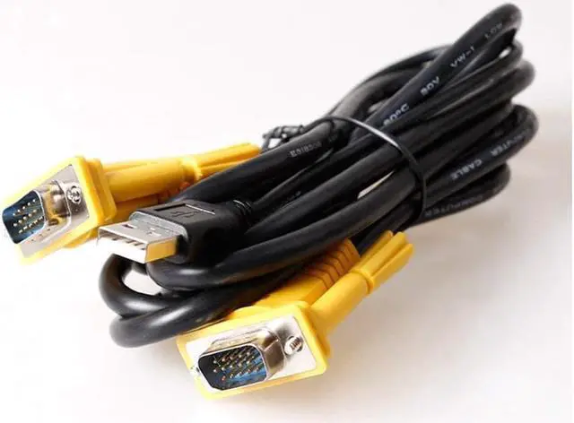 Alt view image 3 of 7 - BONAEVER USB VGA KVM Cable 10 Feet Connect with KVM Switches USB Keyboard / Mouse Cable Monitor Cable 3M