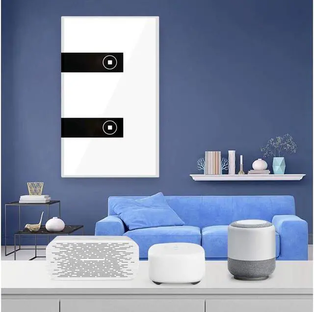 Alt view image 2 of 7 - Smart Switch WiFi Touch Light Switch in-Wall Compatible with Amazon Alexa & Google Home Timing Function Wireless Remote APP Control 2 Gang