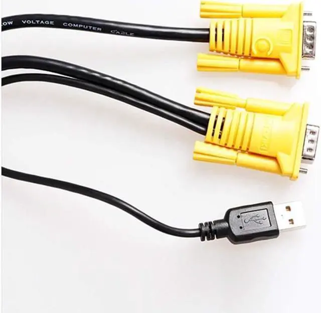 Alt view image 5 of 7 - BONAEVER USB VGA KVM Cable 10 Feet Connect with KVM Switches USB Keyboard / Mouse Cable Monitor Cable 3M