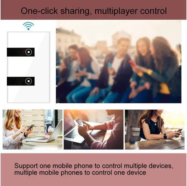 Alt view image 4 of 7 - Smart Switch WiFi Touch Light Switch in-Wall Compatible with Amazon Alexa & Google Home Timing Function Wireless Remote APP Control 2 Gang