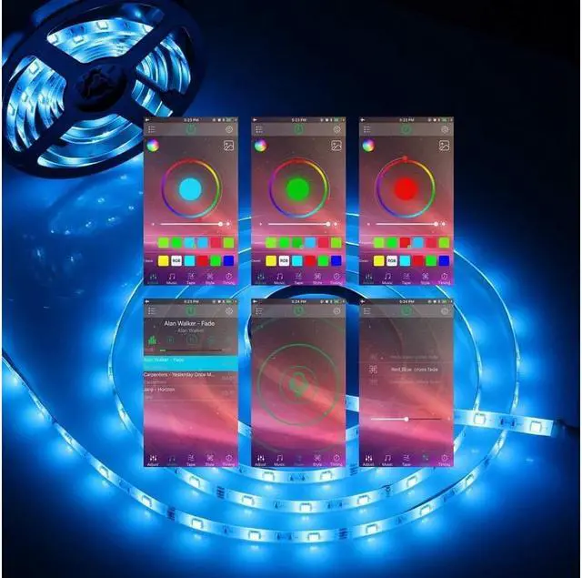 Alt view image 4 of 7 - BONAEVER BluetootHandleD Standrip Lights 5050 10M (2 x 5M) 300 LED Standripes Lights Smart Phone Controlled Waterproof RGB LED B Light for Home & Outdoor Decoration