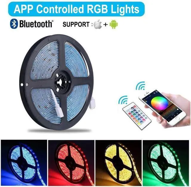 Alt view image 3 of 7 - BONAEVER BluetootHandleD Standrip Lights 5050 10M (2 x 5M) 300 LED Standripes Lights Smart Phone Controlled Waterproof RGB LED B Light for Home & Outdoor Decoration