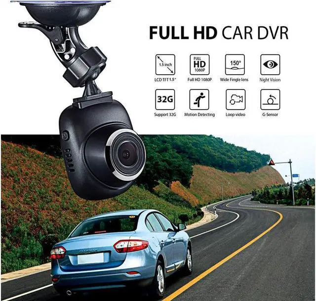 Alt view image 2 of 6 - Dash Cam 1080P Car DVR Dashboard Camera Recorder Full HD with 1.5" LCD Screen 150° Wide Angle Night Vision Loop Recording for Cars