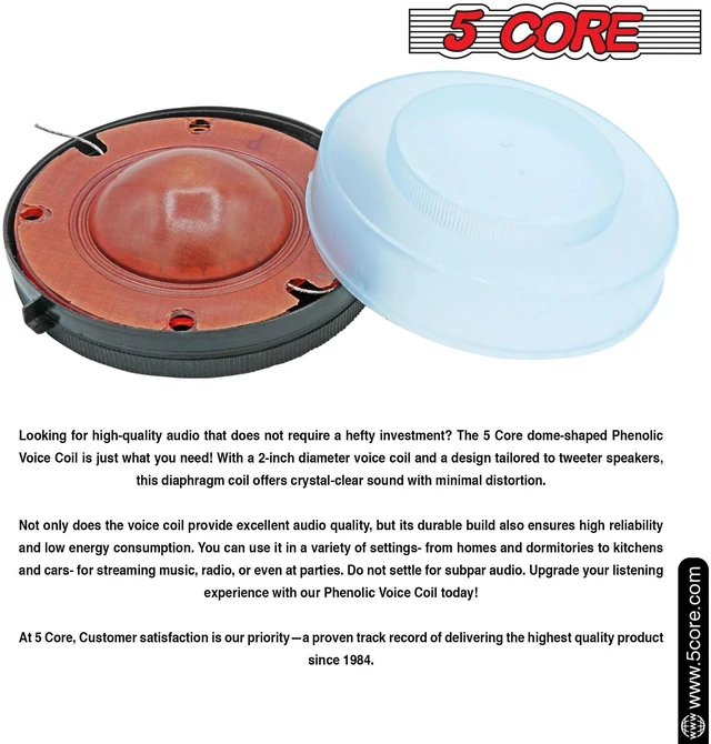 Alt view image 3 of 7 - 5 Core 2 Inch Universal Phenolic Diaphragm Replacement DIY Voice Coil 50.8mm with High Pitch Upto 6.5 Khz Great Sound Quality for PA Horn Compression Driver - DP 200 1Pcs