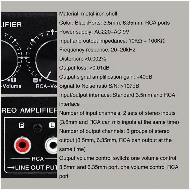 Main image of LYNEPAUAIO Front Stereo Signal Amplifier, Volume Booster, Headphones, Active Speaker Preamp Audio Amplifier