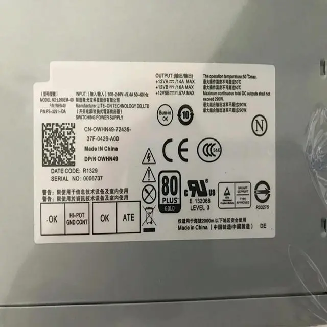 Alt view image 4 of 4 - OwnShoe PSU For 320 7020 8020 9020 290W Power Supply HU290EM-00 L290EM-01 D290EM-00 DPS-290EB A HU290EM-01 HU290AM-01 PCE045