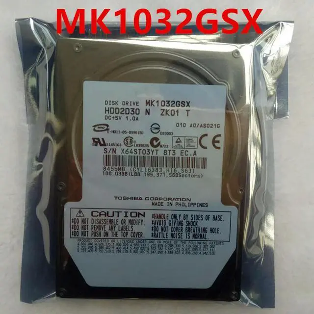 Main image of OwnShoe HDD For 100GB SATA 3 Gb/S 8MB 5400RPM 9.5MM For Internal HDD For Notebook HDD For MK1032GSX