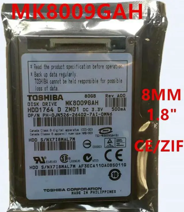 Main image of OwnShoe HDD For D420 D430 80GB 1.8" CE ZIF 2MB 4200RPM 8MM For Internal HDD For Notebook HDD For MK8009GAH