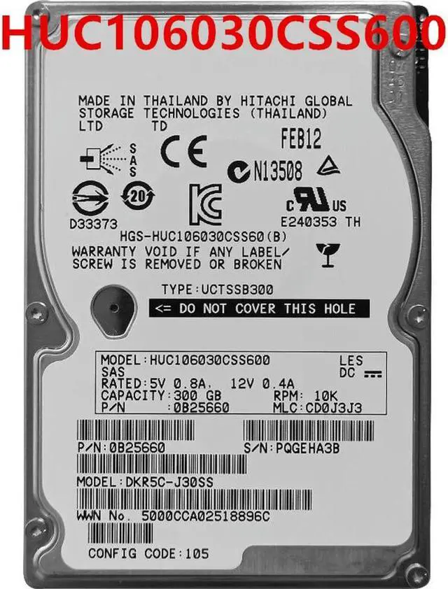 Main image of OwnShoe Almost HDD For Hitachi 300GB 2.5" SAS 6 Gb/s 64MB 10000RPM For Internal HDD For Server HDD For HUC106030CSS600