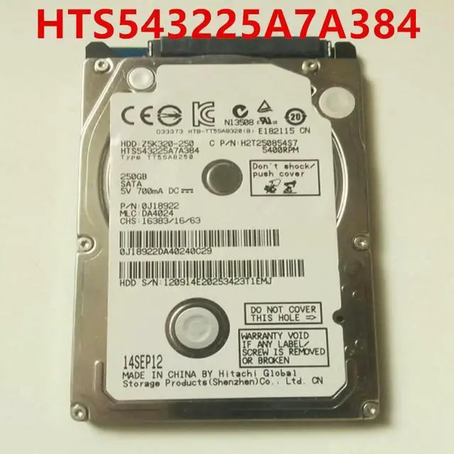Main image of OwnShoe Almost HDD For Hitachi 250GB 2.5" SATA 8MB 5400RPM For Internal HDD For Laptop HDD For HTS543225A7A384