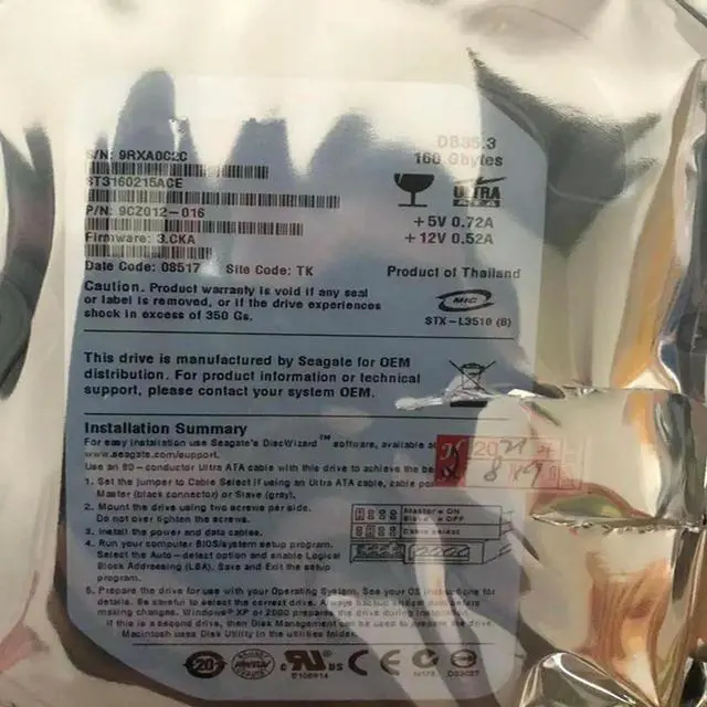 Alt view image 3 of 3 - OwnShoe HDD For 160GB 3.5" IDE 2MB 7200RPM For Internal Hard Disk For Desktop Computer HDD For ST3160215ACE